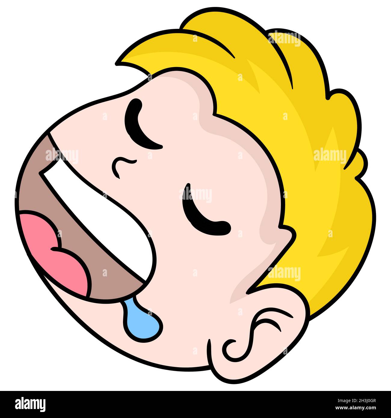 the head of the sleeping man closed his eyes and drooled Stock Vector