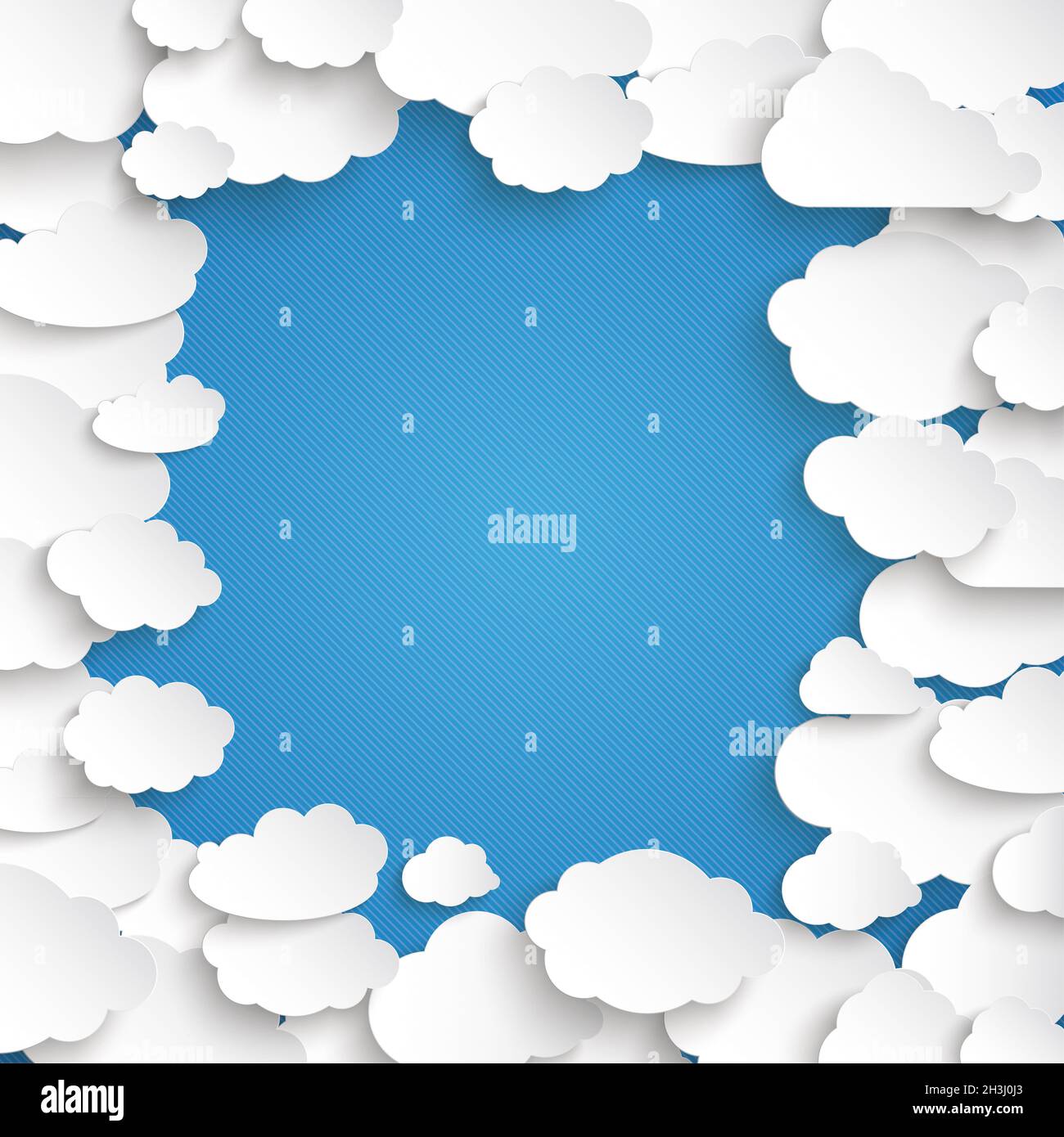 White Paper Clouds Blue Sky Centre Stock Photo - Alamy