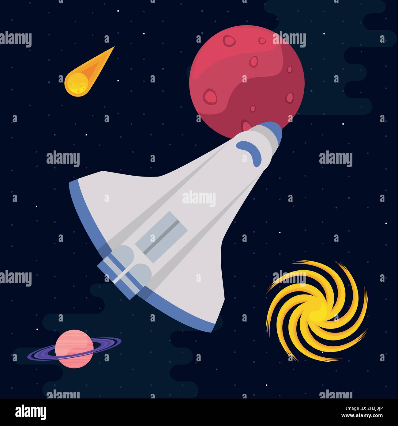 planets and spaceship Stock Vector Image & Art - Alamy