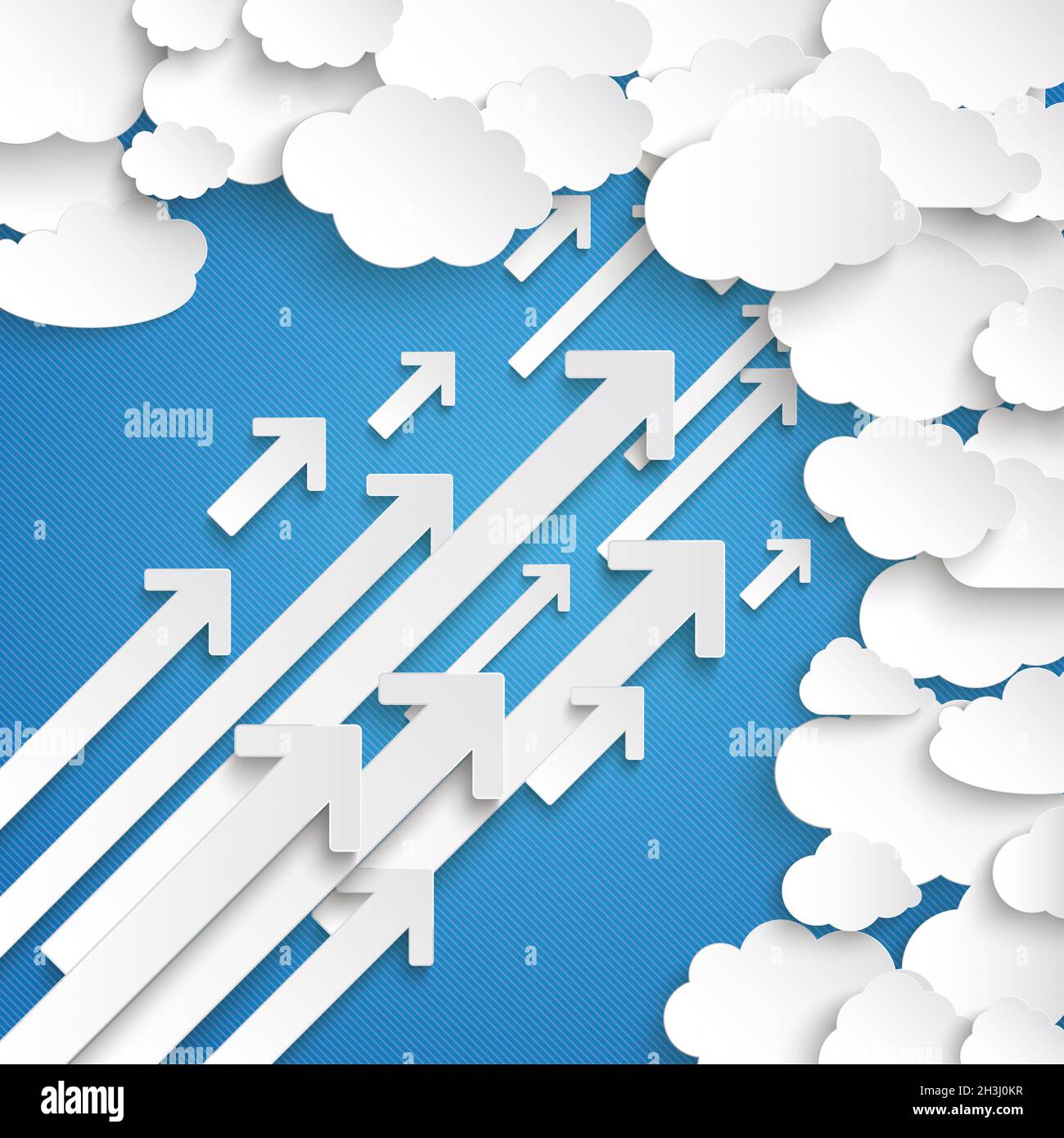 White Paper Clouds With Arrows Blue Sky Stock Photo - Alamy