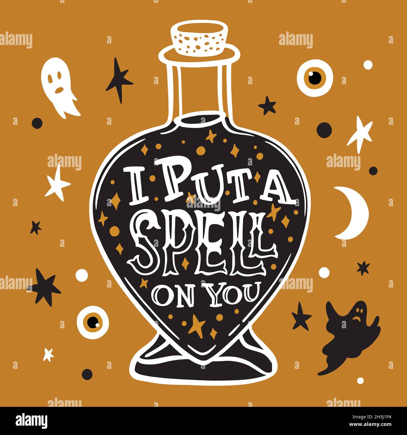 hand drawn halloween lettering vector design illustration Stock Vector ...