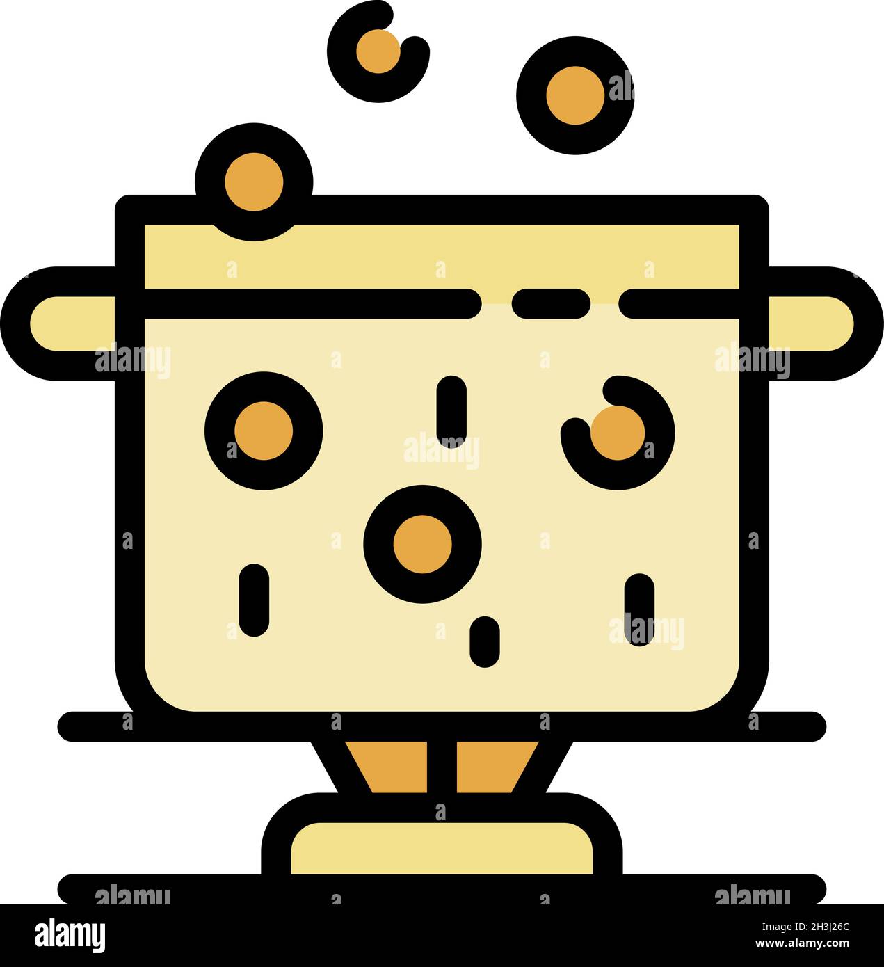 Boiling water in a pot icon. Outline boiling water in a pot vector icon