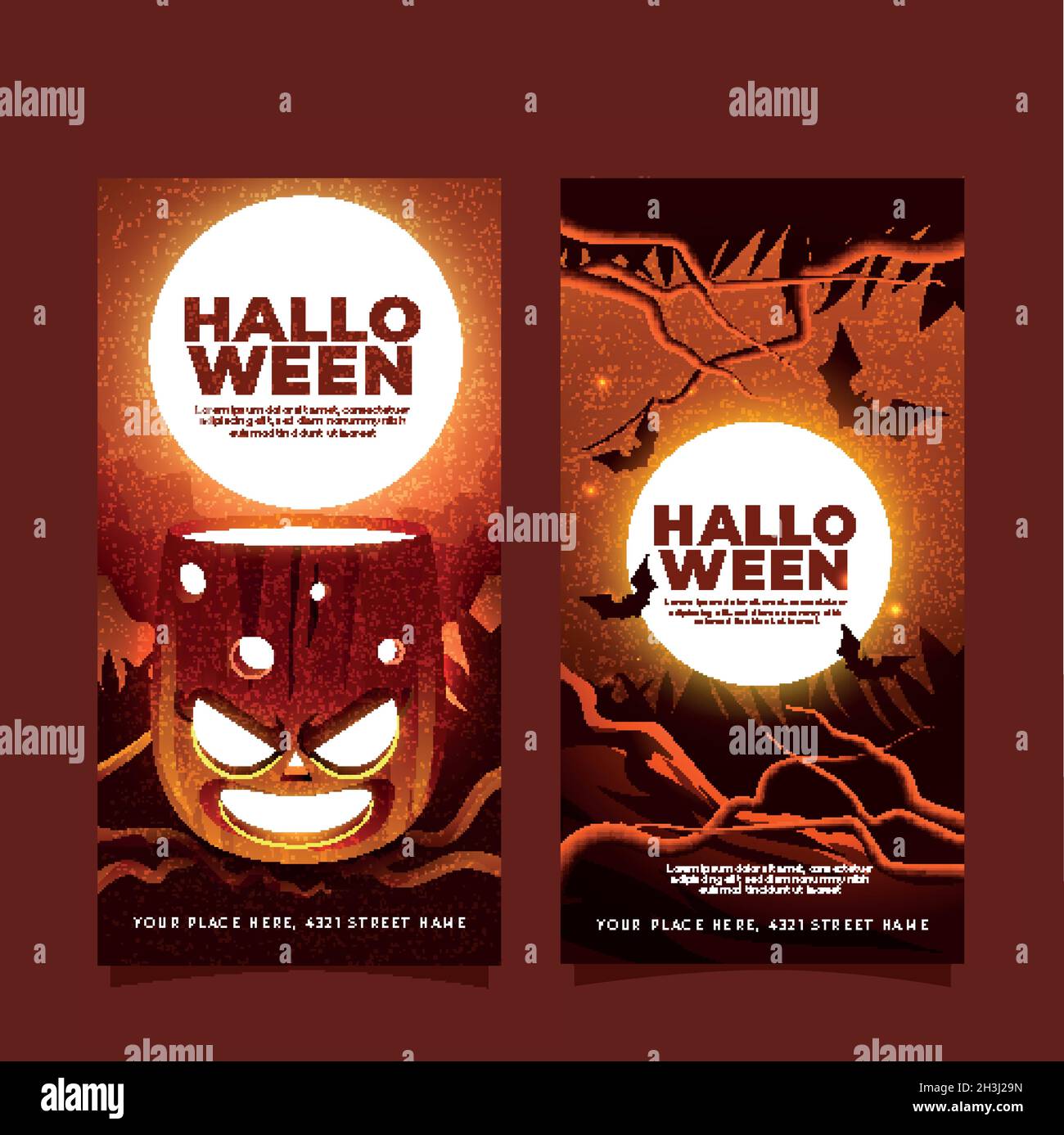realistic halloween vertical banners set vector design illustration Stock Vector