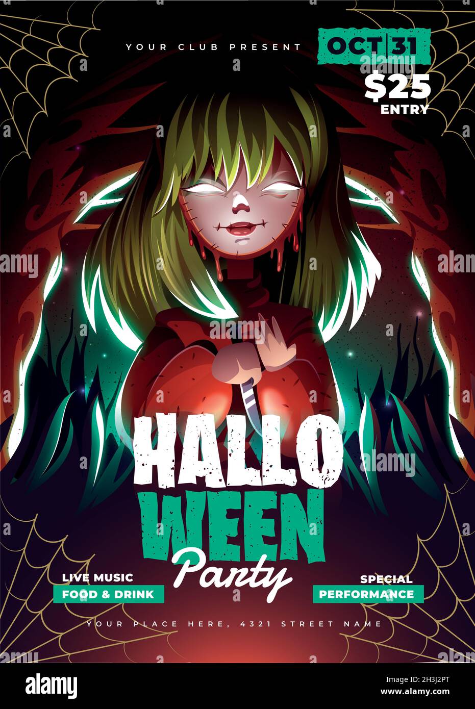realistic halloween party vertical poster template vector design ...
