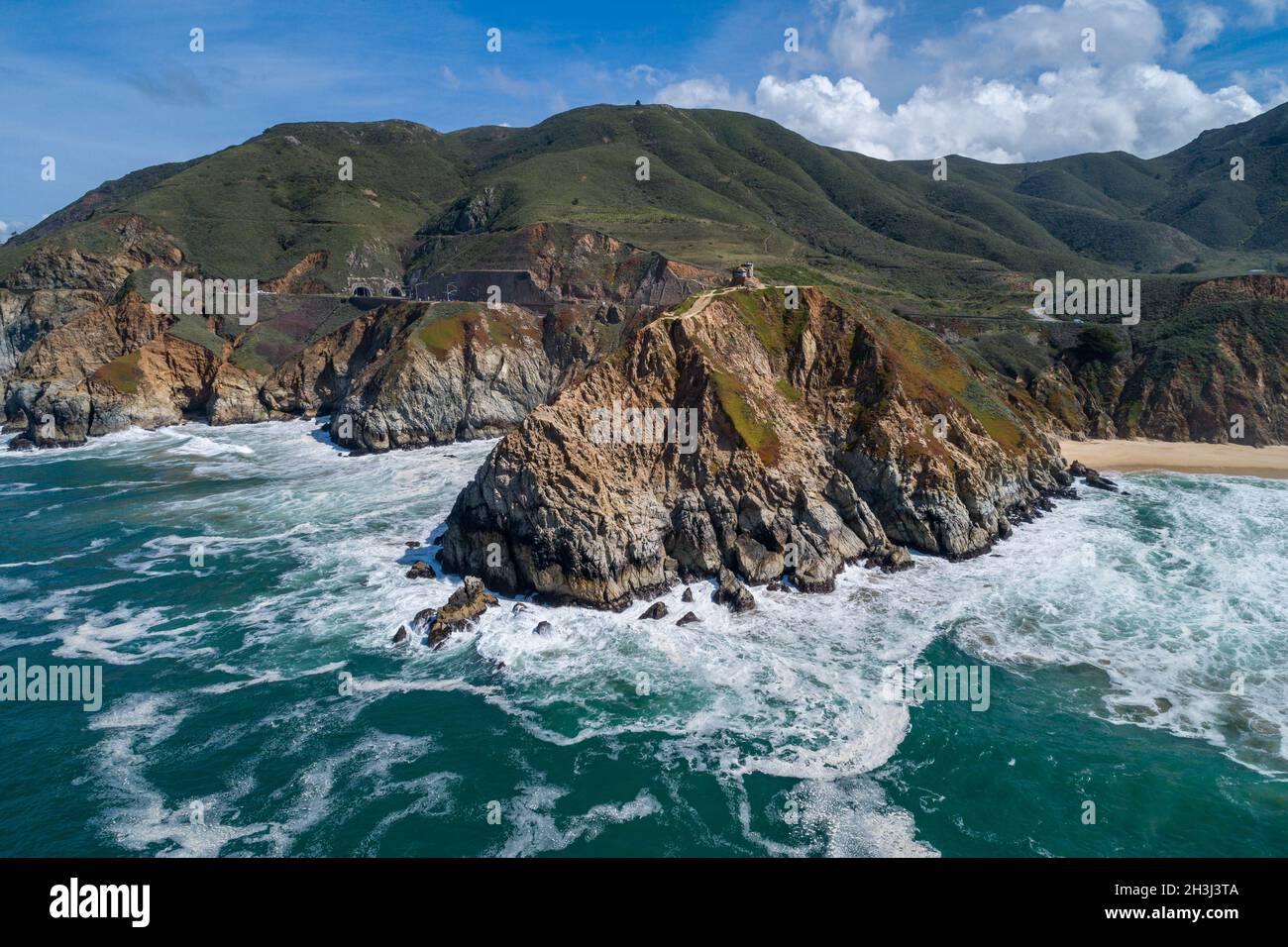 Devil's Slide Bunker in California. Ocean Water and Mountain in ...
