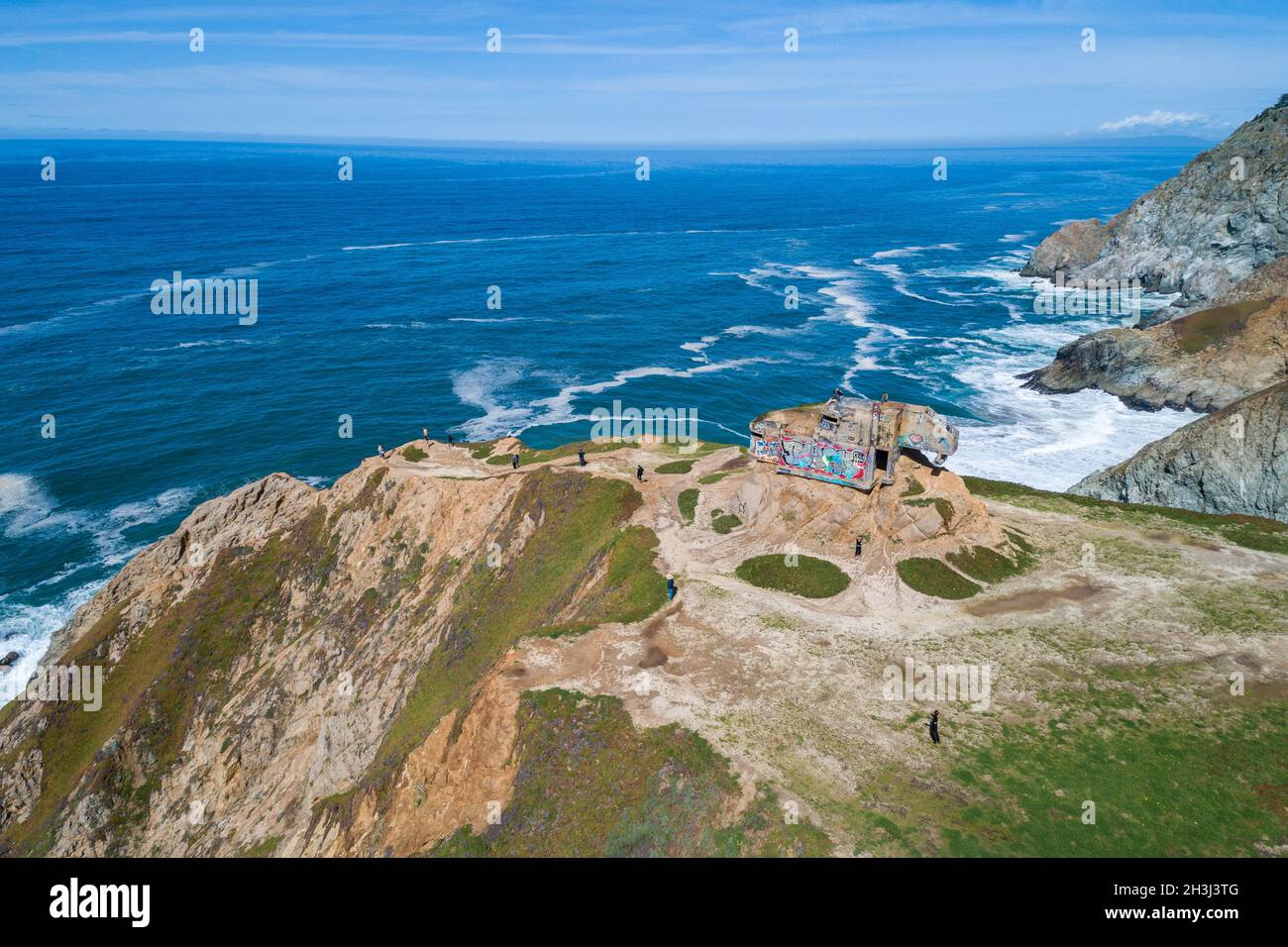 Devil's Slide Bunker in California. Ocean Water and Mountain in ...