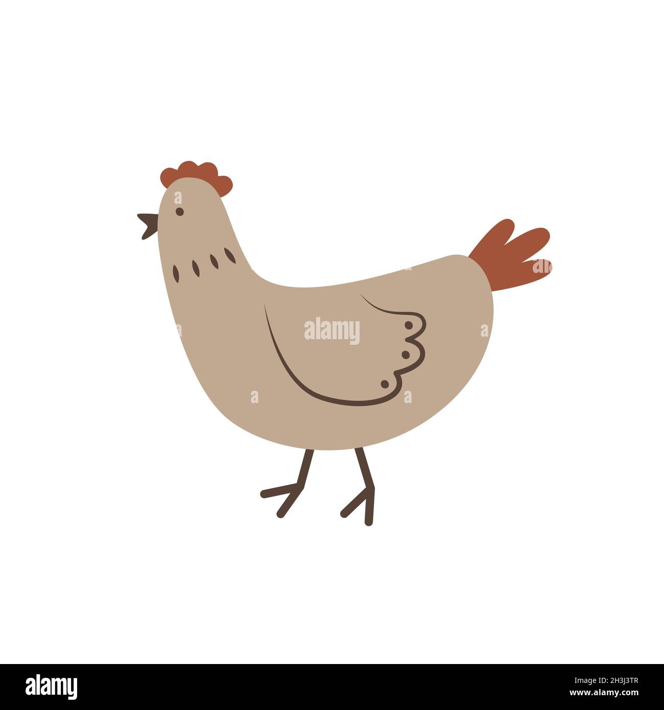 Cute Cartoon Chicken In Doodle Style Farm Poultry Funny Domestic Animal Simple Flat Icon Illustration For Food Packaging Design Stock Vector Image Art Alamy