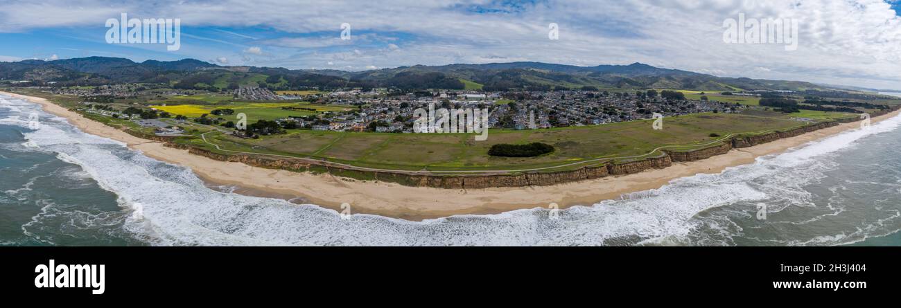 Half Moon Bay State Beach in California. Panorama Photo Shoot. Stock Photo