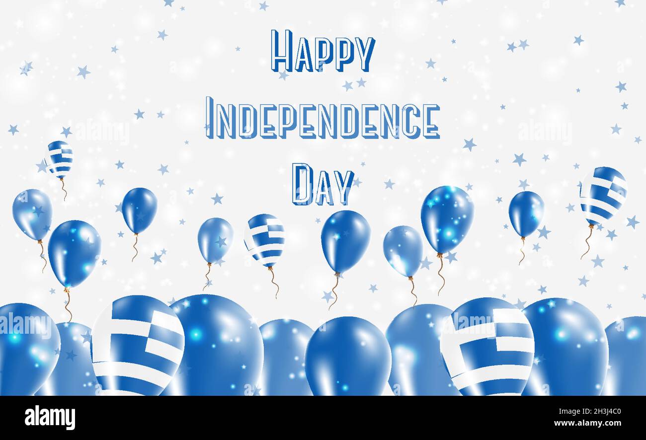 Greece Independence Day Patriotic Design. Balloons in Greek National