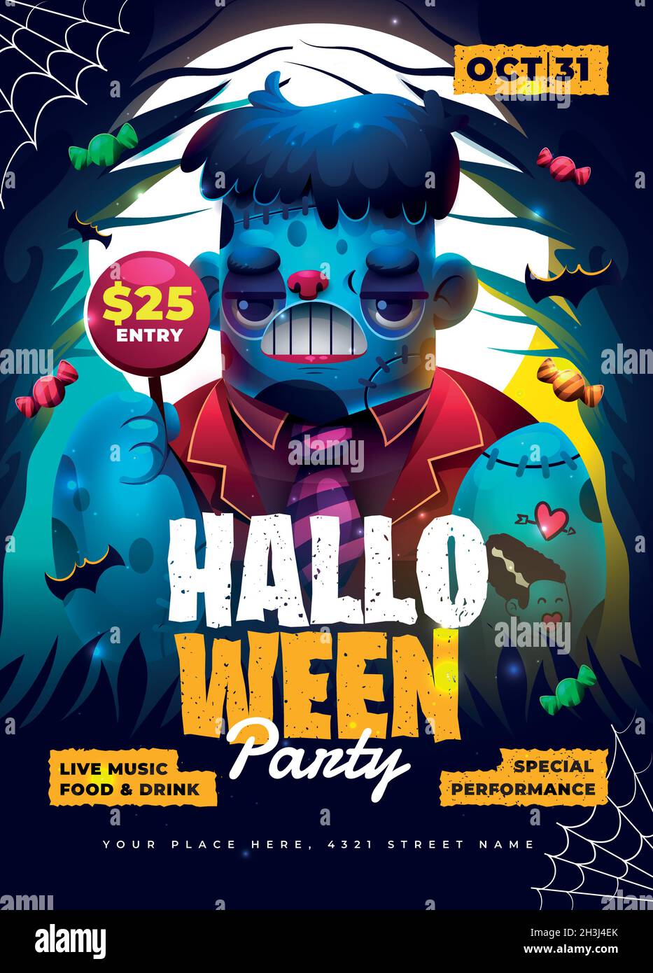 realistic halloween party vertical poster template vector design ...