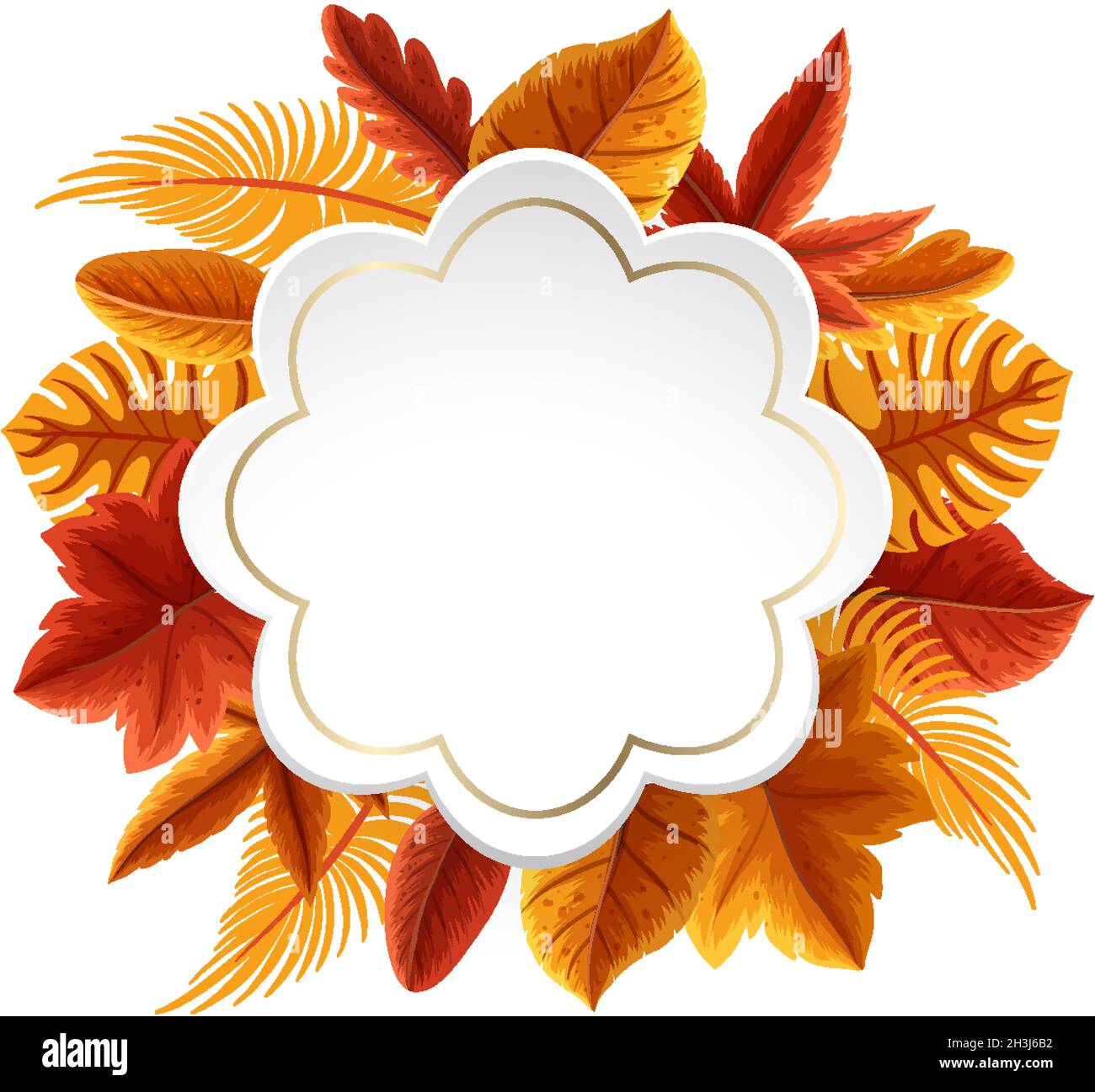 Round frame with autumn foliage illustration Stock Vector Image & Art ...