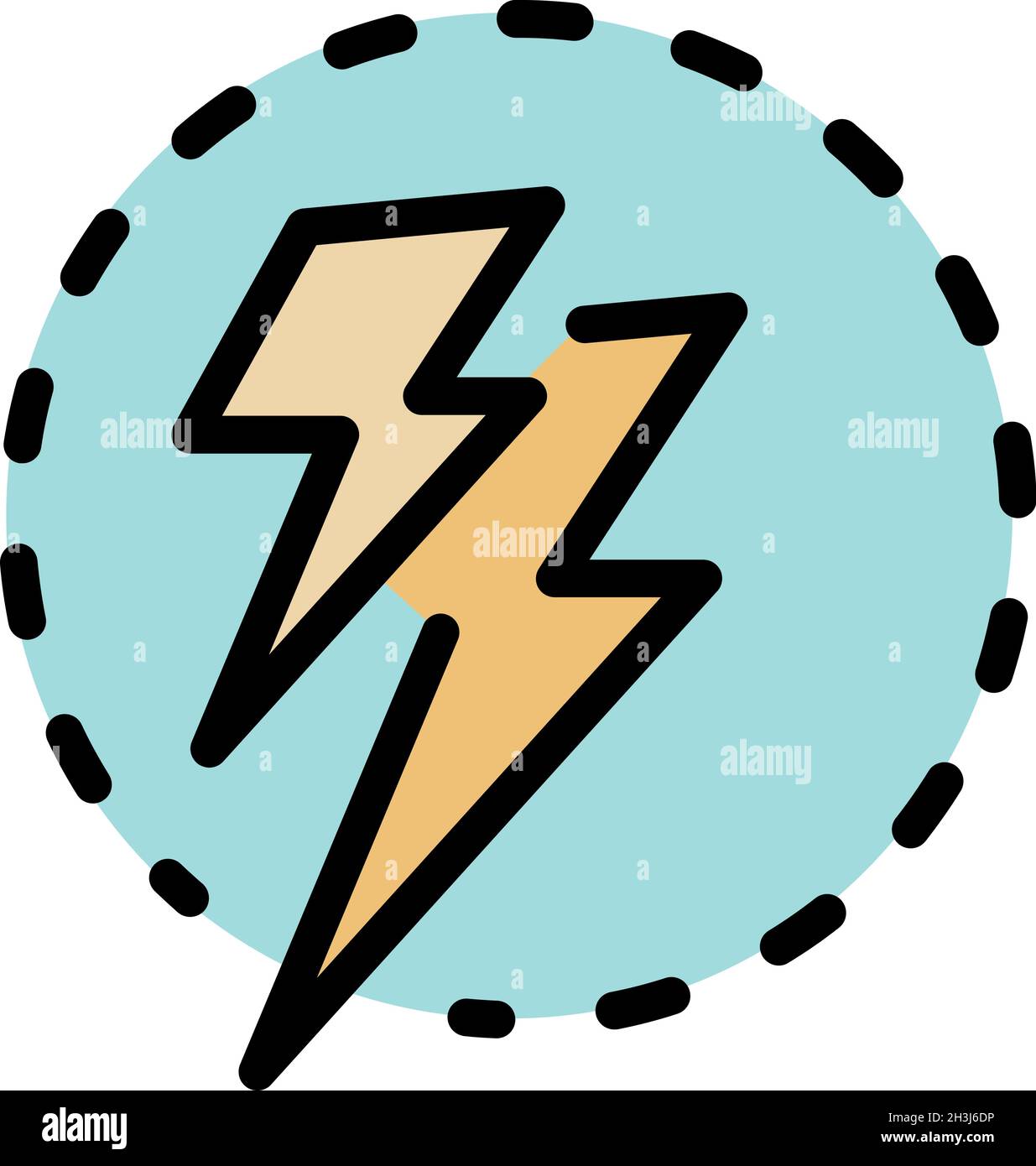 Two lightning icon. Outline two lightning vector icon color flat isolated Stock Vector
