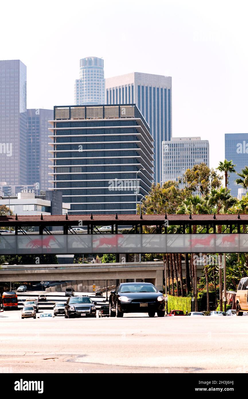 Driving conditions near downtown Los Angeles, California Stock Photo