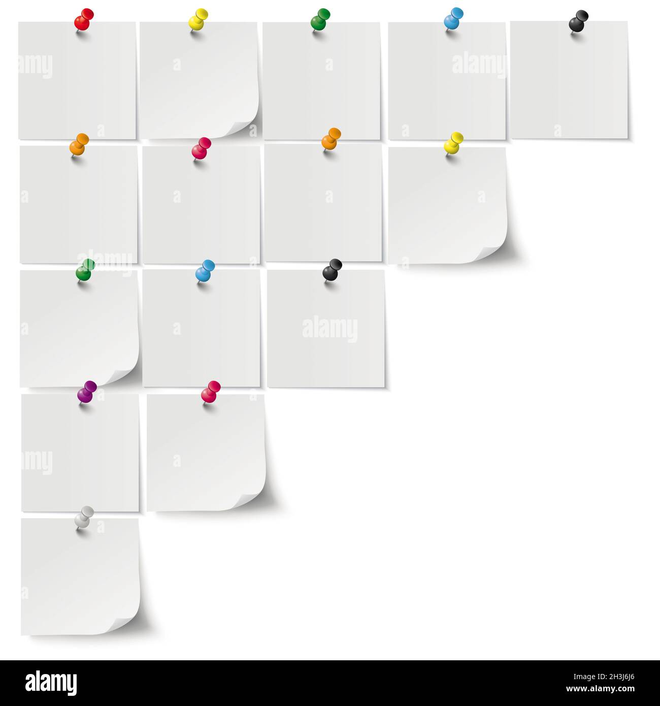 Grey Stickers Colored Pins Stock Photo - Alamy