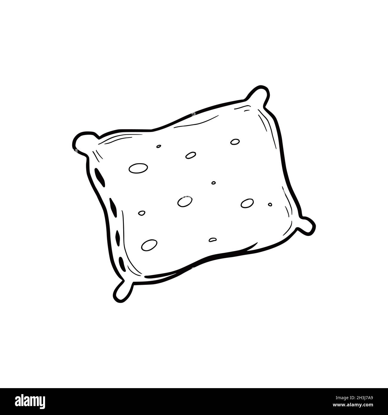 Hand drawn cute pillow element. Doodle sketch style. Drawing line