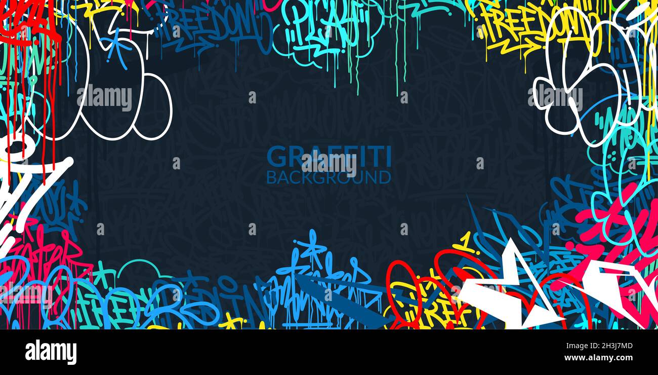 ABAKUHAUS Federe Cuscini Set Di 2 - Graffiti Hip Hop Stile Grunge - 60x60 Cm Multicolore