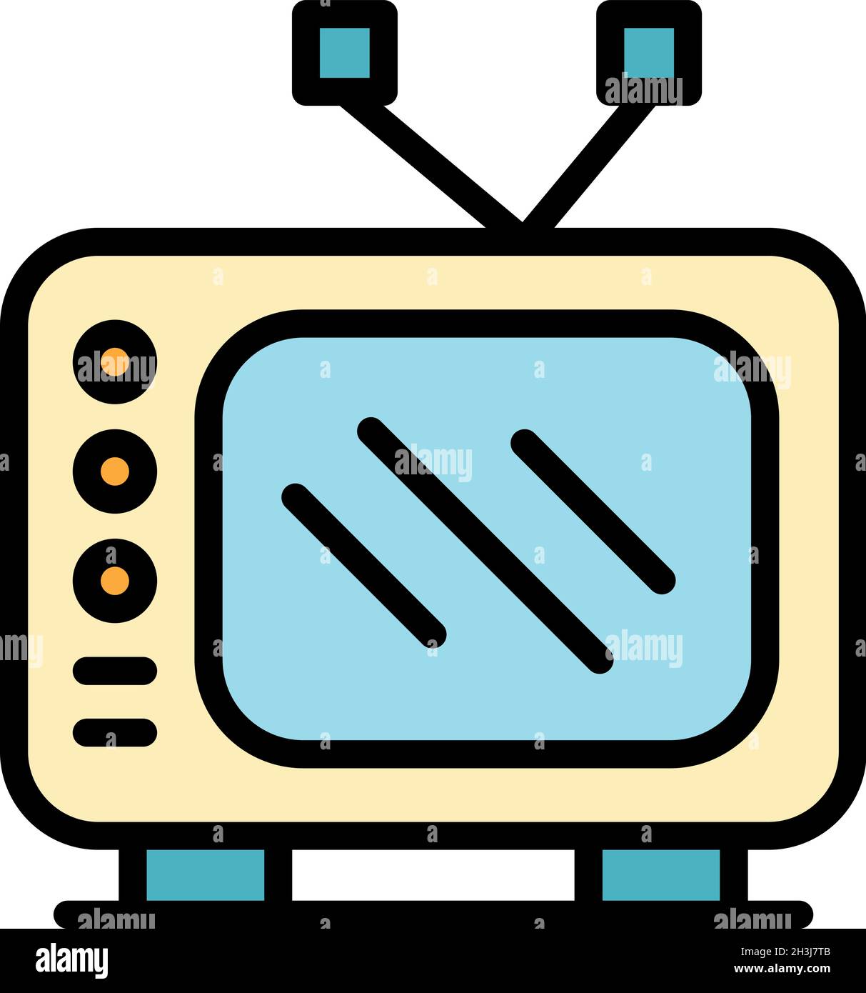 Old tv icon. Outline old tv vector icon color flat isolated Stock ...