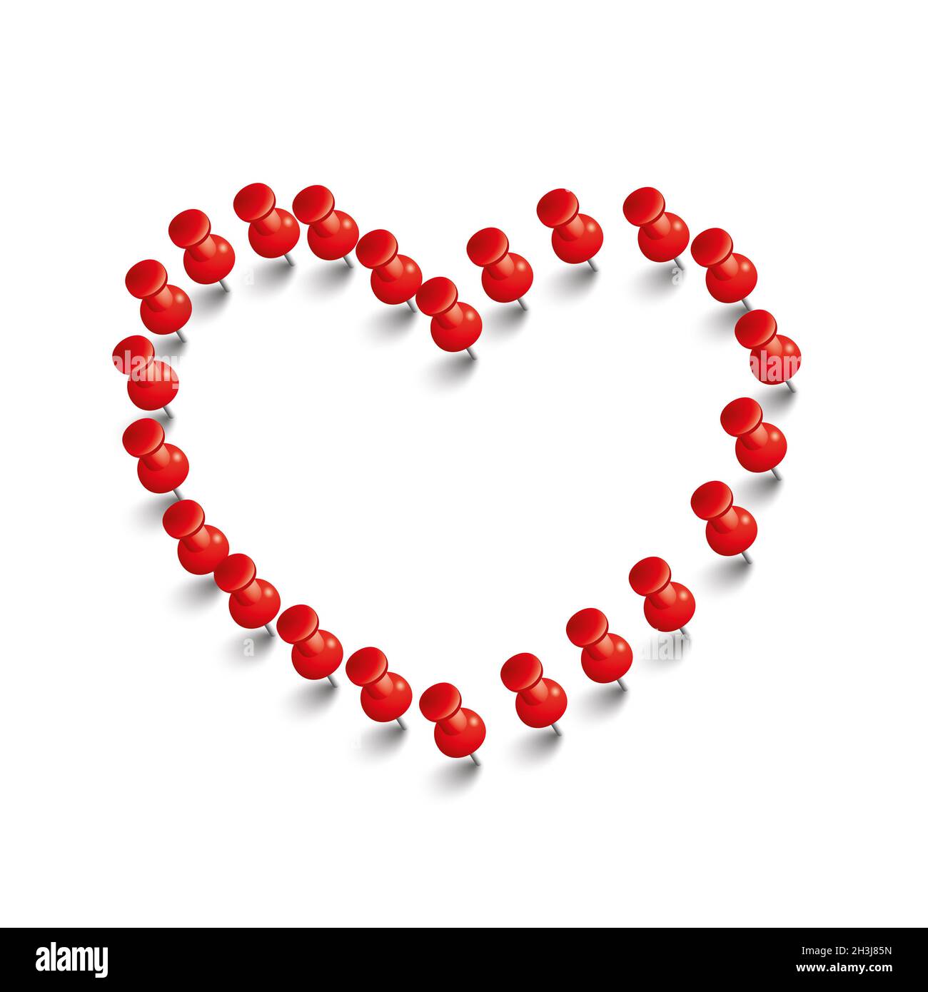 Red Thumbtack Heart Stock Photo