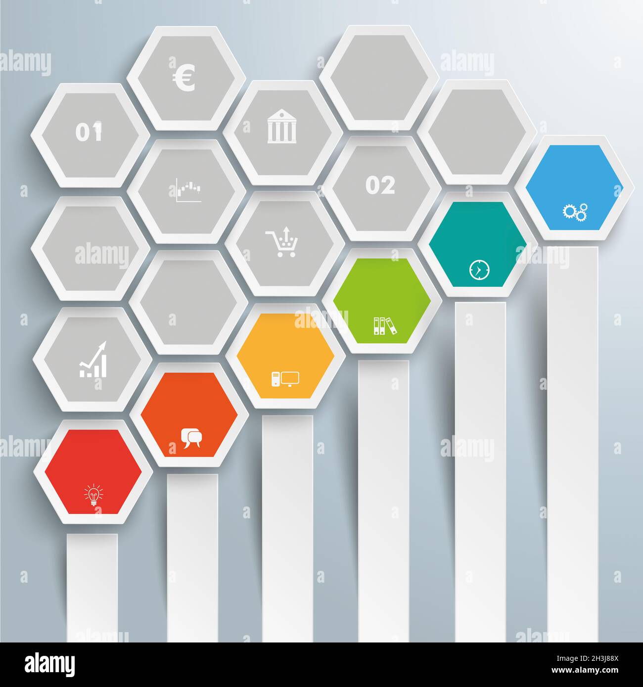 Hexagon Chart Growth Bars Honeycomb PiAd Stock Photo