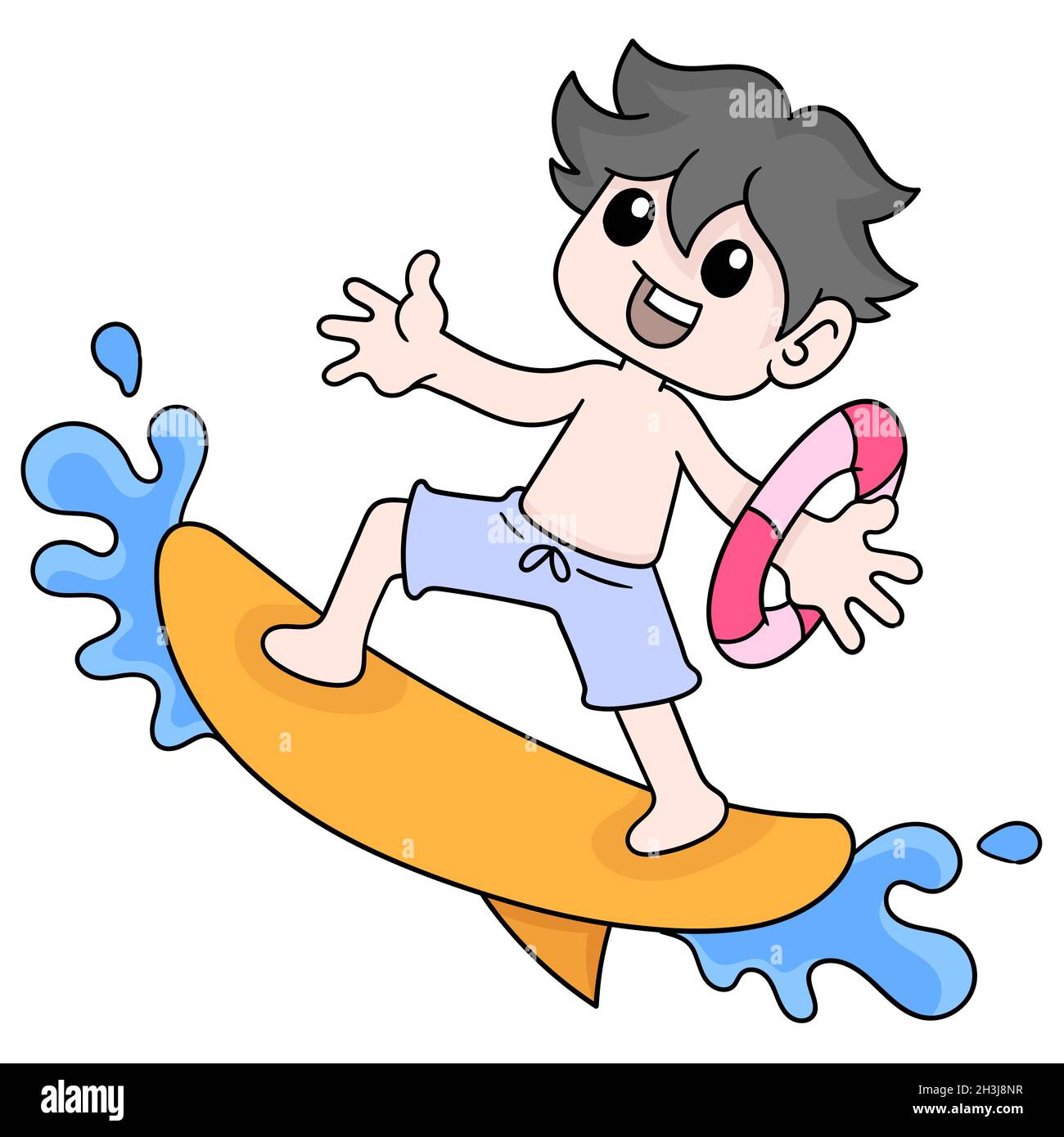 Boy surfing waves Stock Vector Images - Alamy