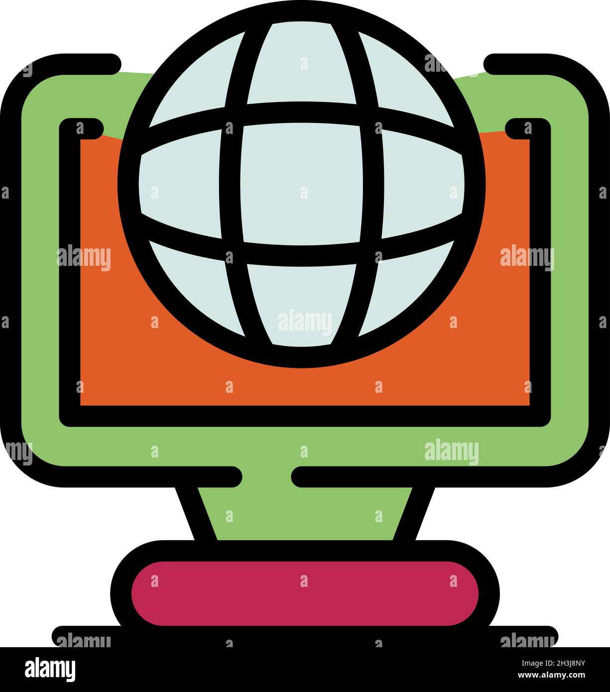 Language translator monitor icon. Outline language translator monitor vector icon color flat isolated Stock Vector