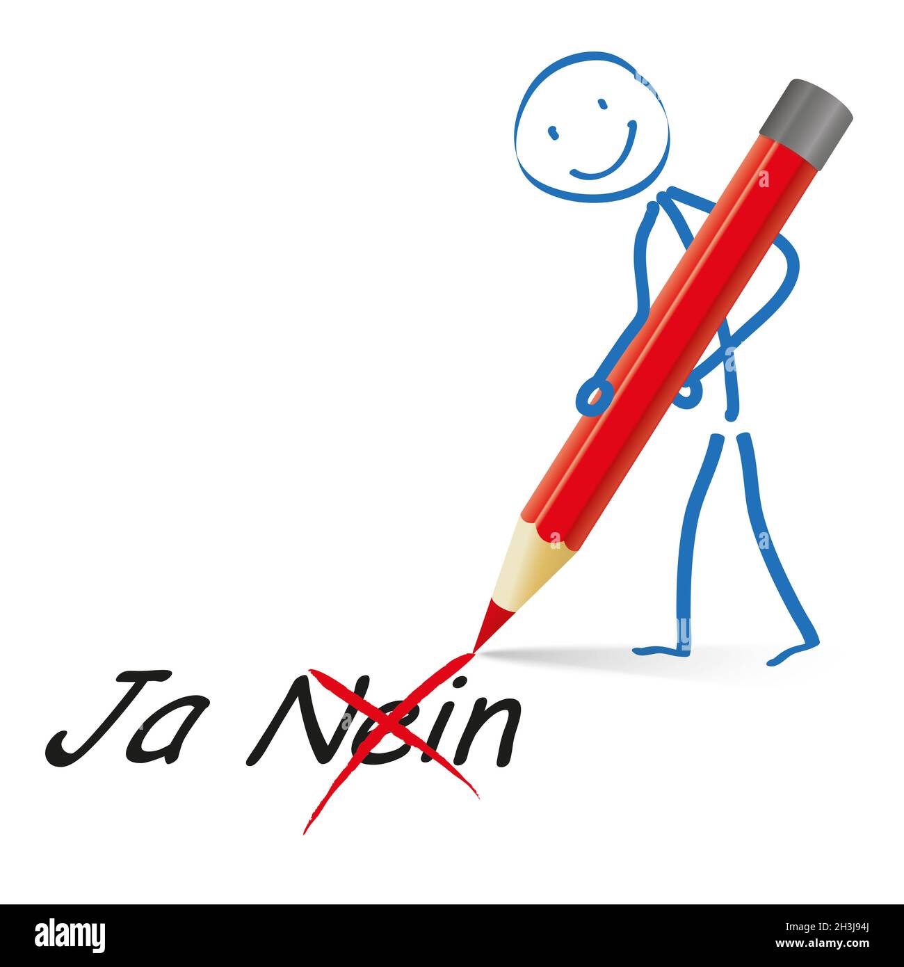 Stickman Red Pen Yes No Stock Photo - Alamy