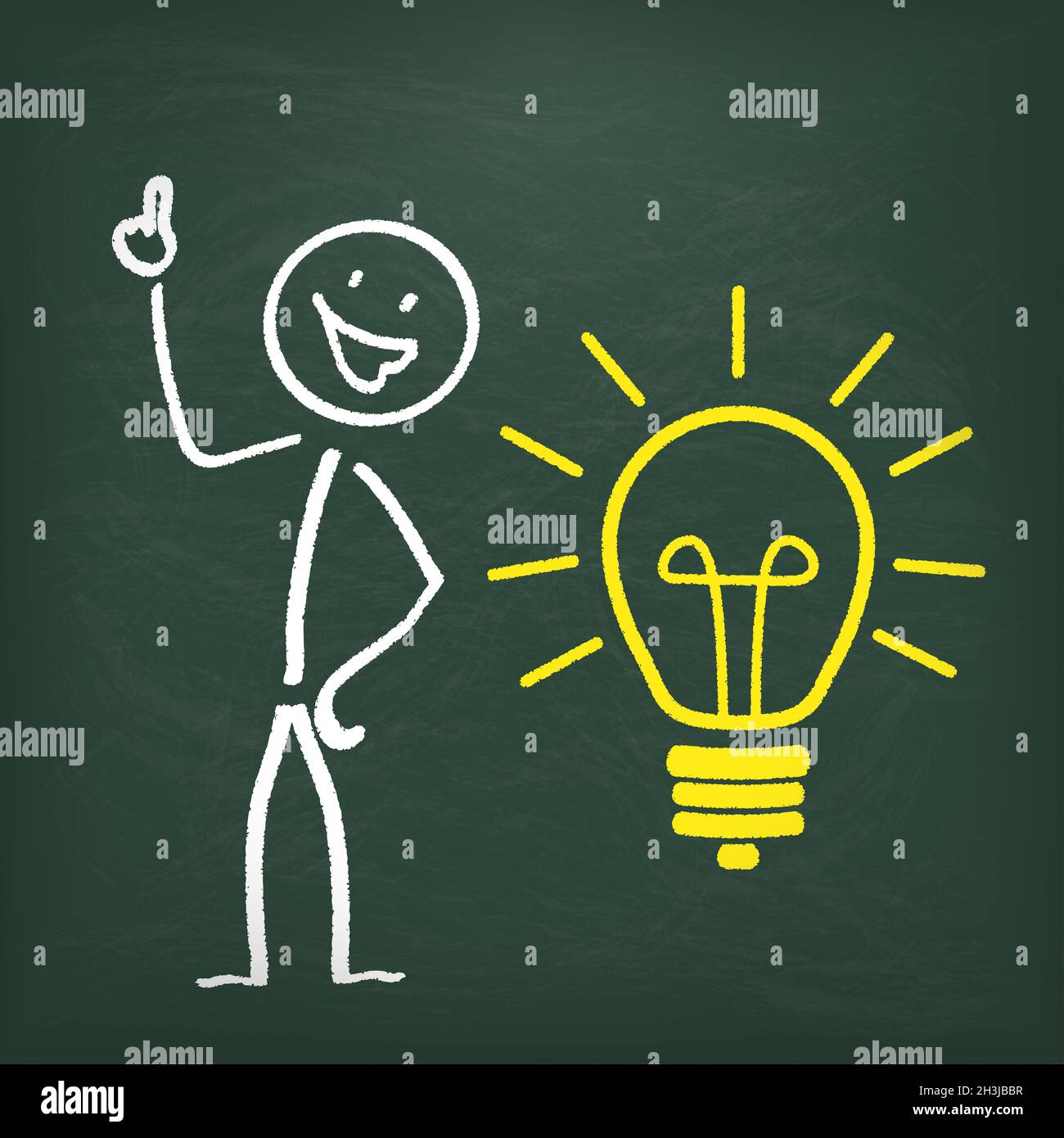 Stickman 2 Thing Gears Bulb Idea Stock Photo - Alamy