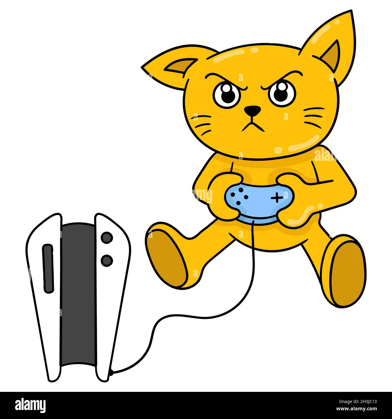 cats are having a hobby of playing Playstation games Stock Vector