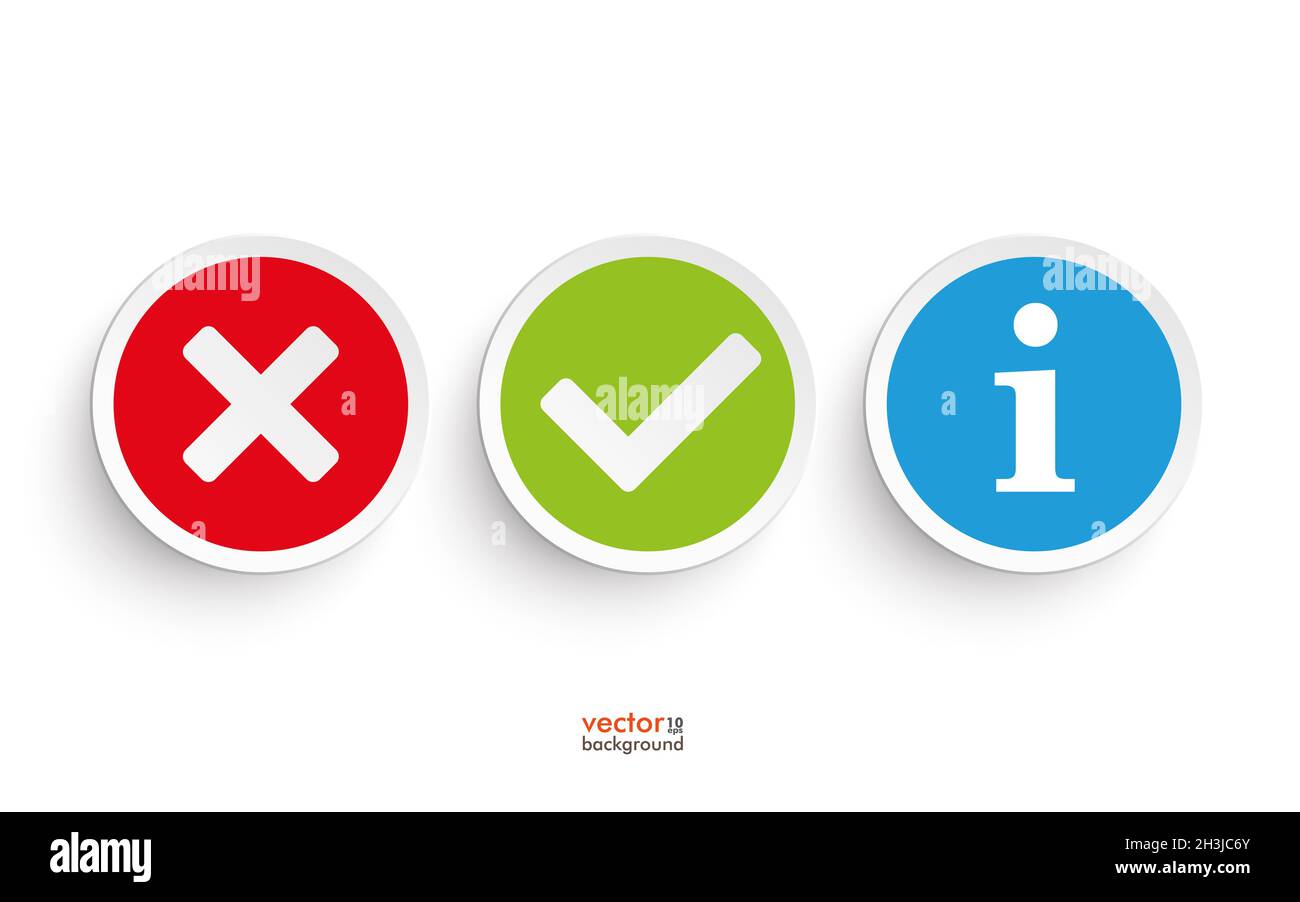 Yes No Info Round Paper Icons Stock Photo