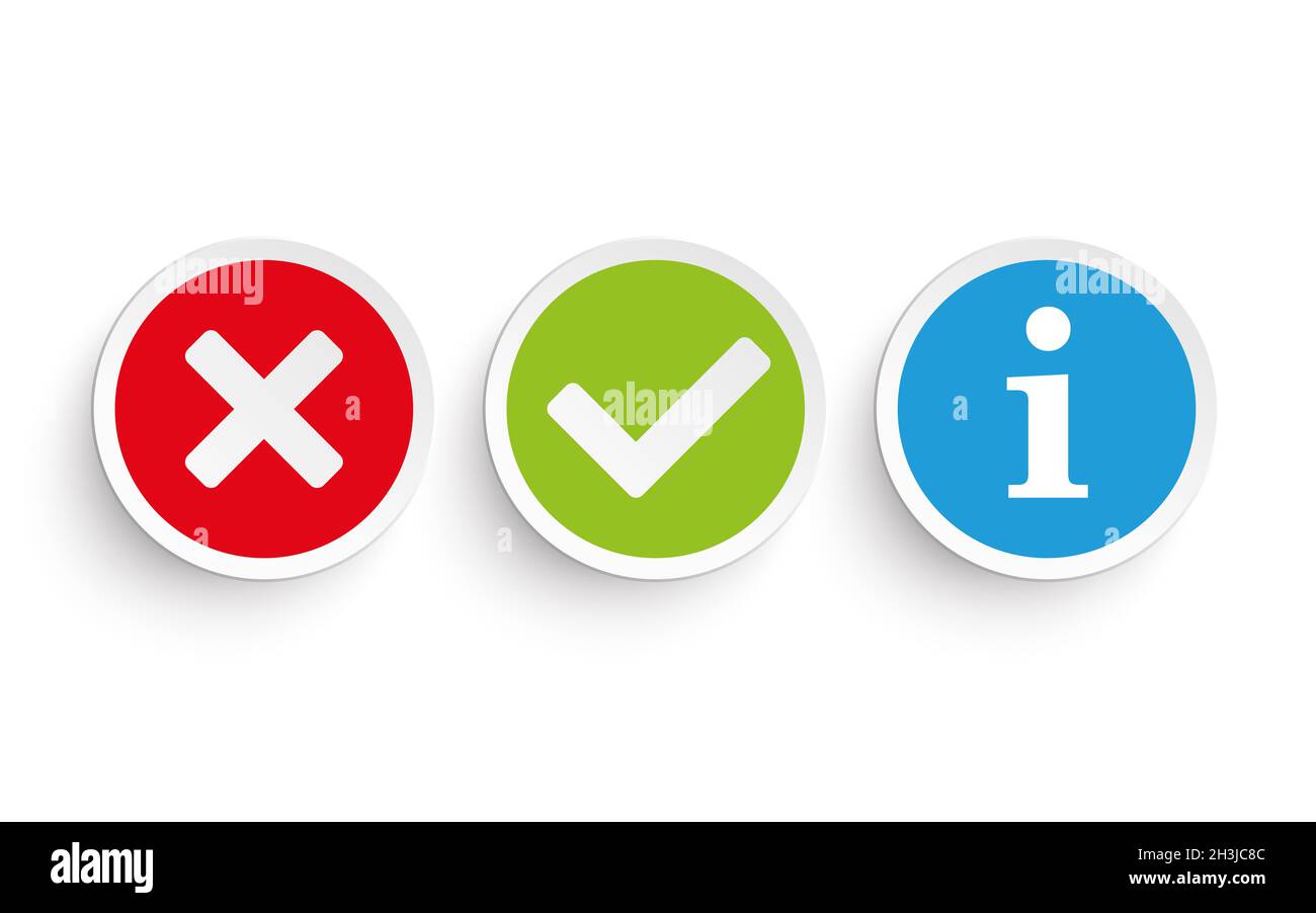 Yes No Info Round Paper Icons PiAd Stock Photo