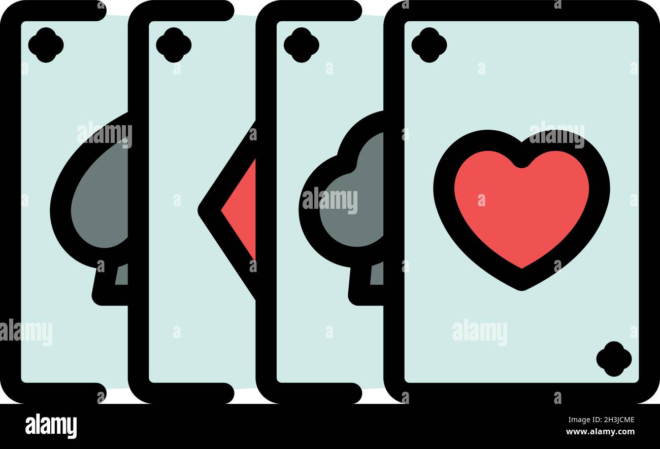 Playing cards icon. Outline playing cards vector icon color flat ...