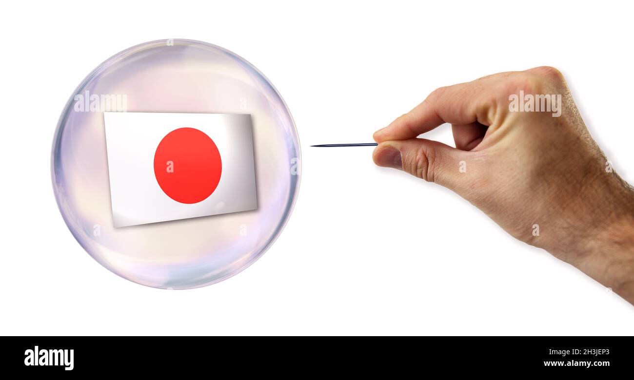 Japanese economic Bubble about to explode by a needle Stock Photo Alamy