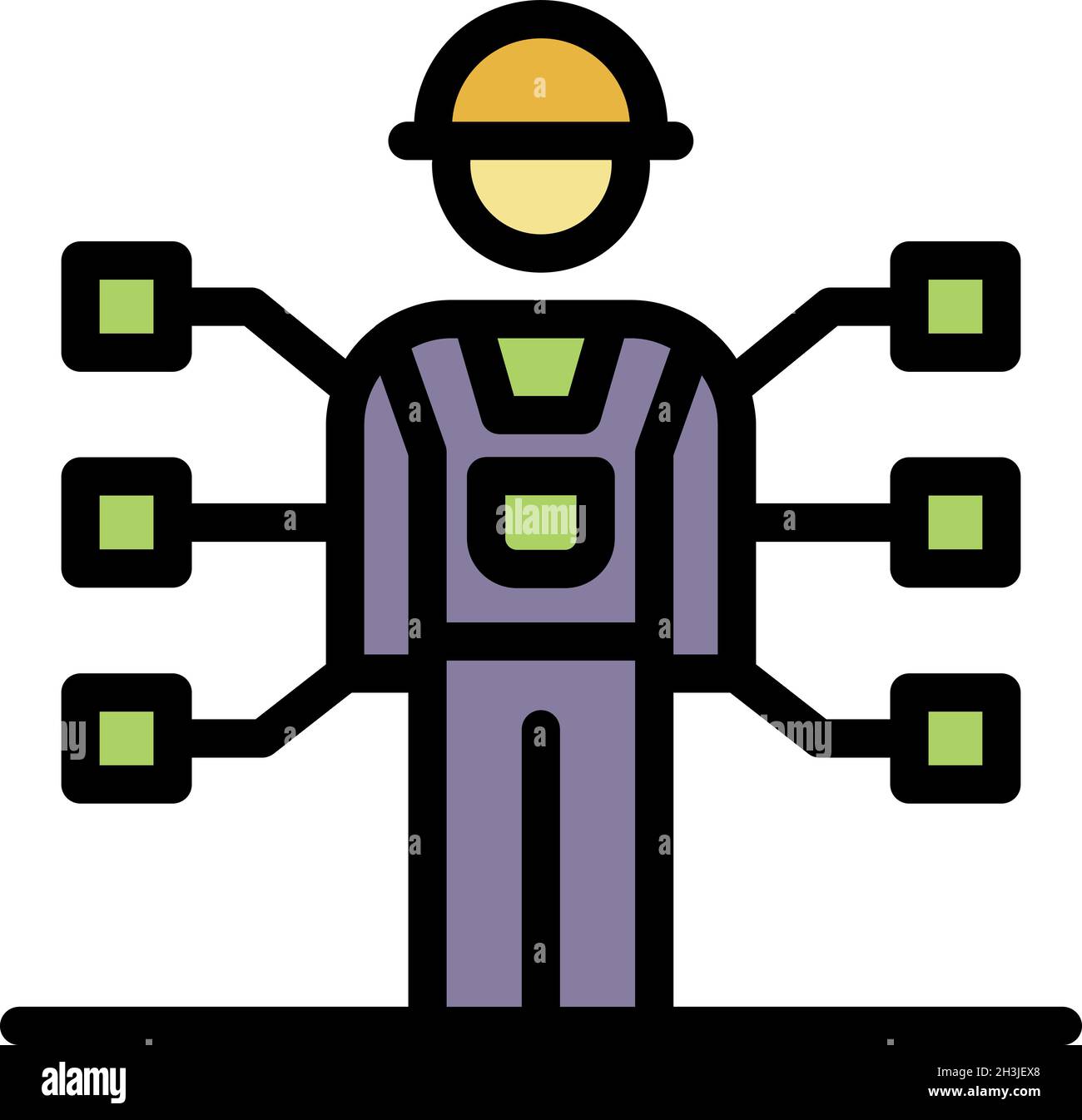 Antenna engineer icon. Outline antenna engineer vector icon color flat isolated Stock Vector