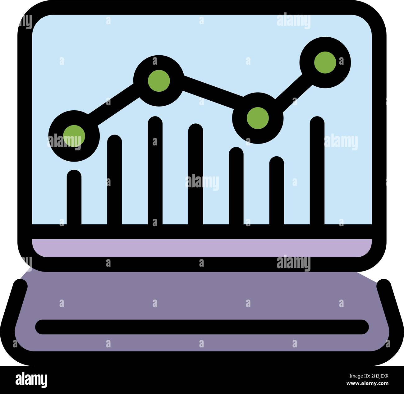 Engineer graph laptop icon. Outline engineer graph laptop vector icon ...