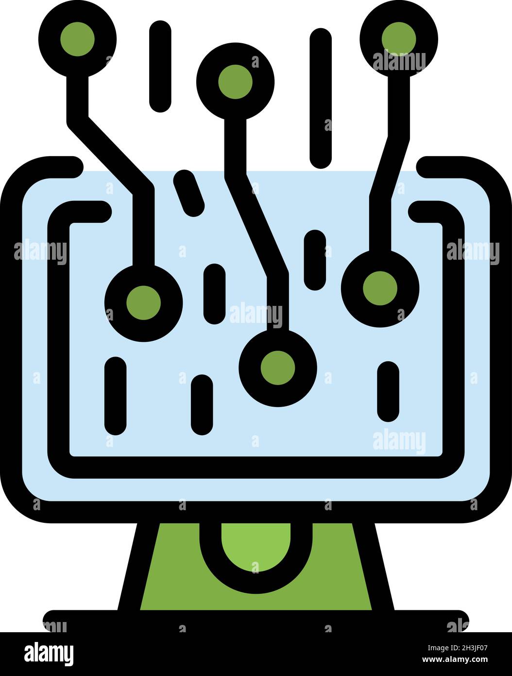 Engineer monitor icon. Outline engineer monitor vector icon color flat ...
