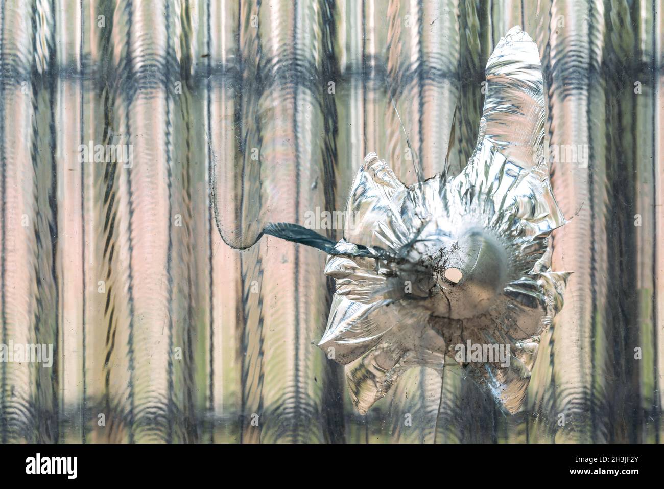 Broken window glass Stock Photo
