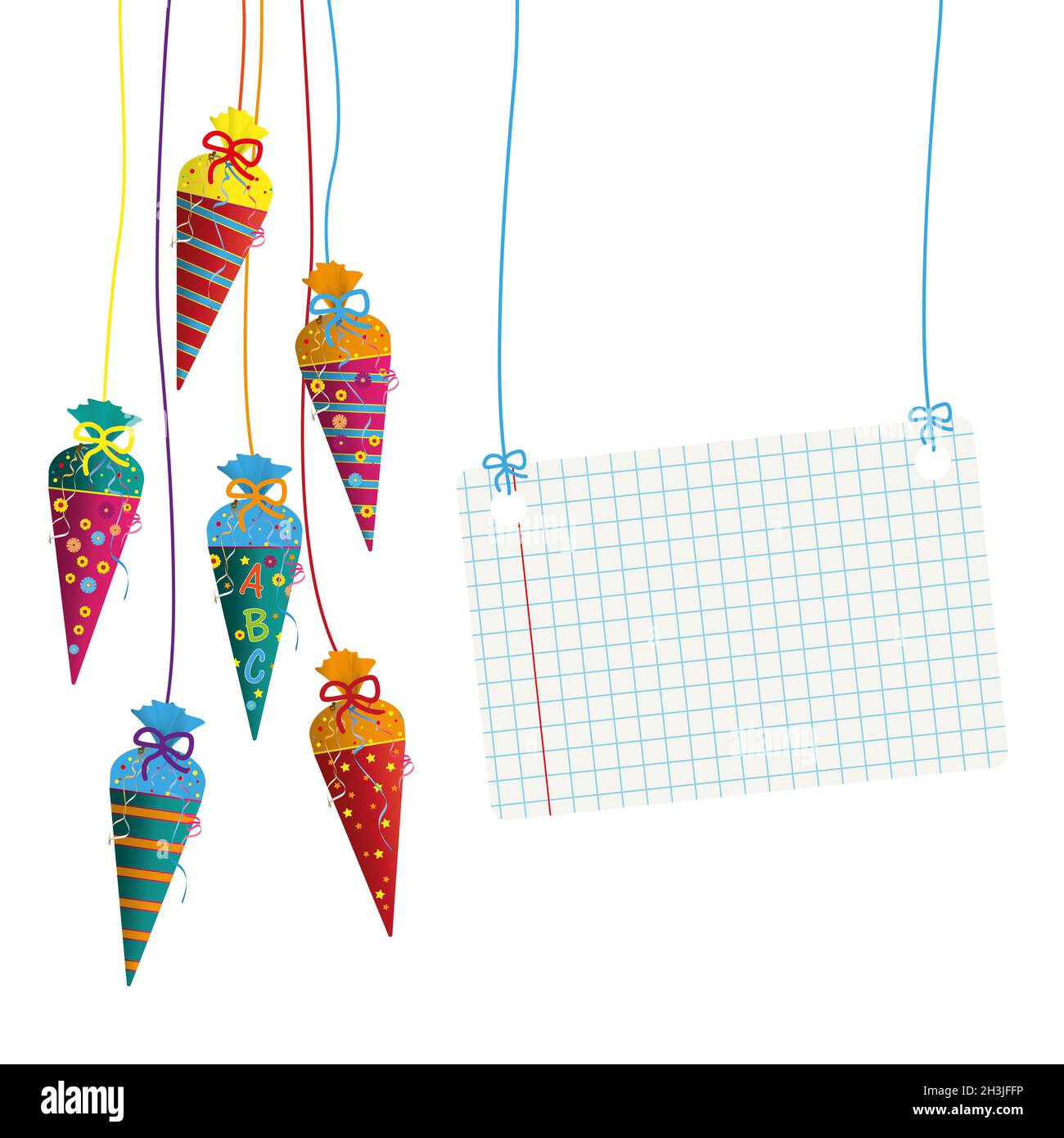 Colored Hanging Candy Cones Checked Banner Stock Photo