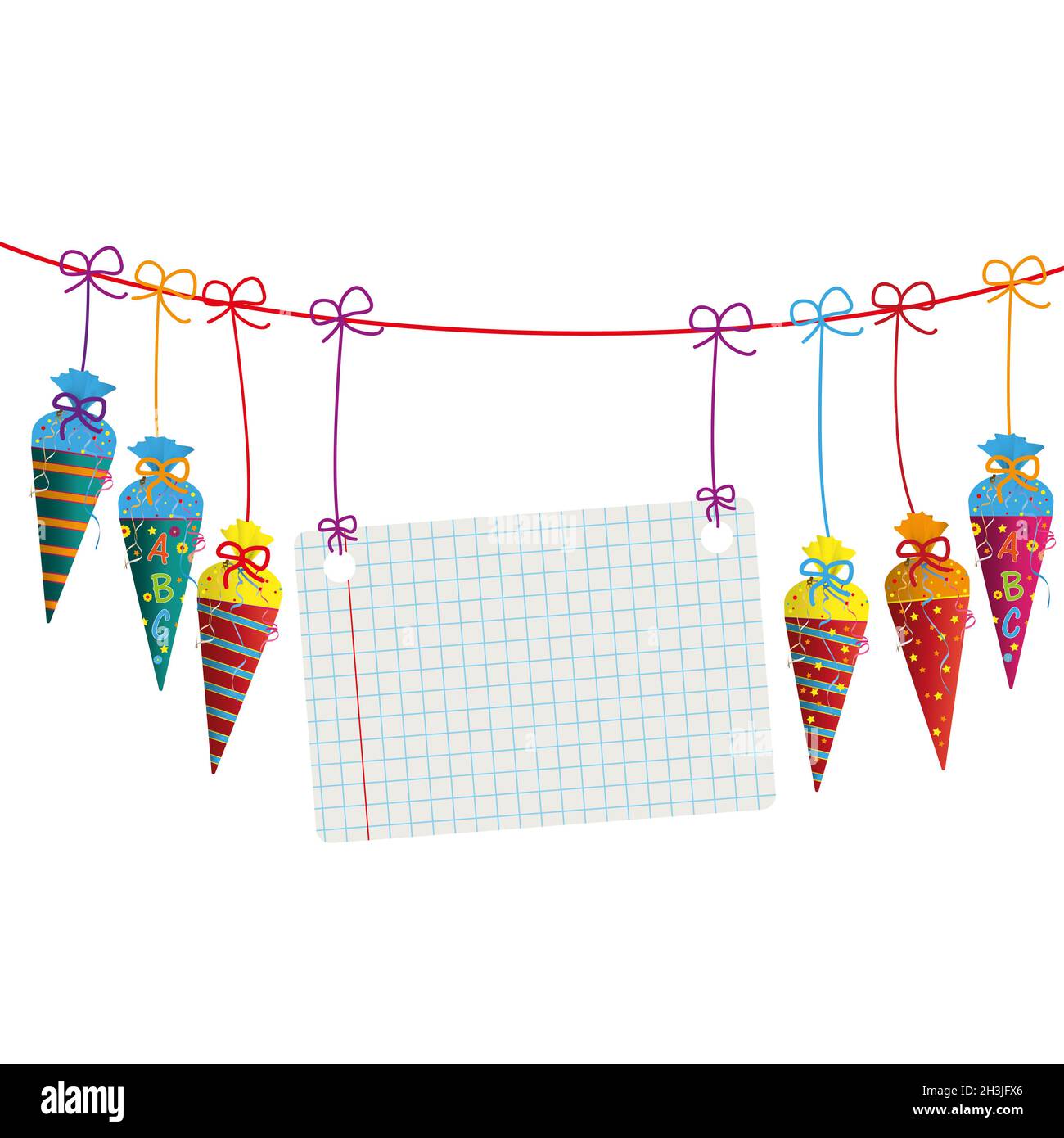 Hanging Candy Cones Line Checked Banner Stock Photo
