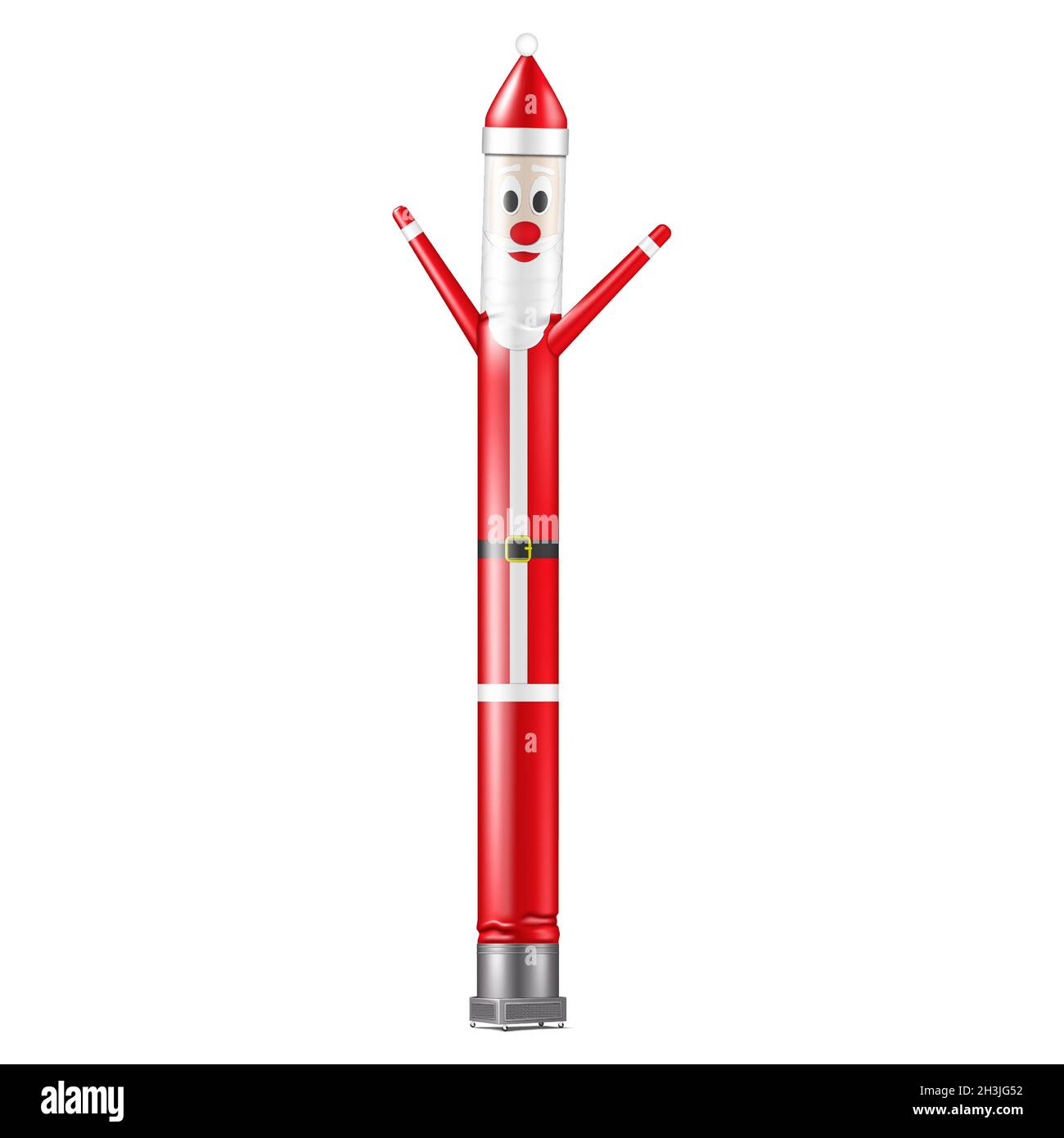 Red inflatable dancing Santa Claus tube man isolated on white