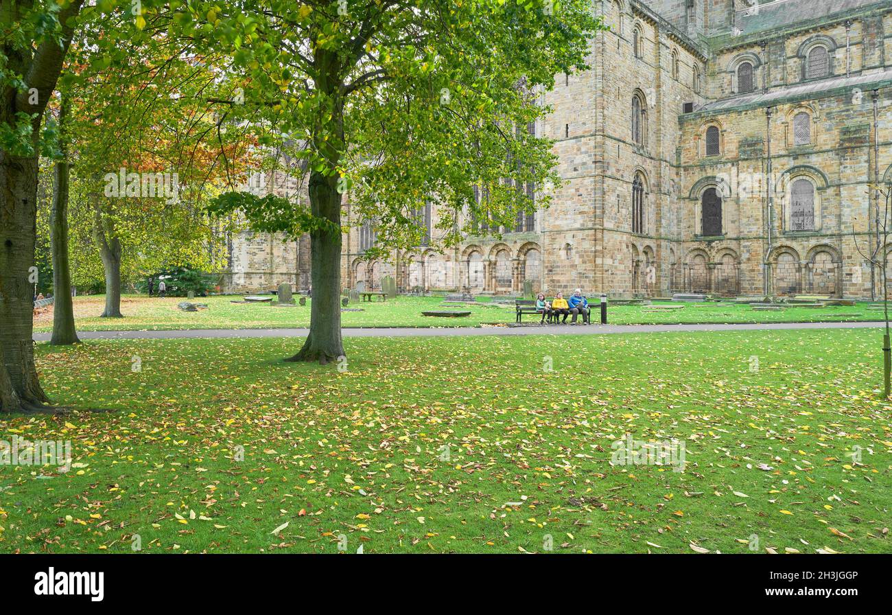 The grass close (precinct) at Durham cathedral, England, on an autumn day. Stock Photo