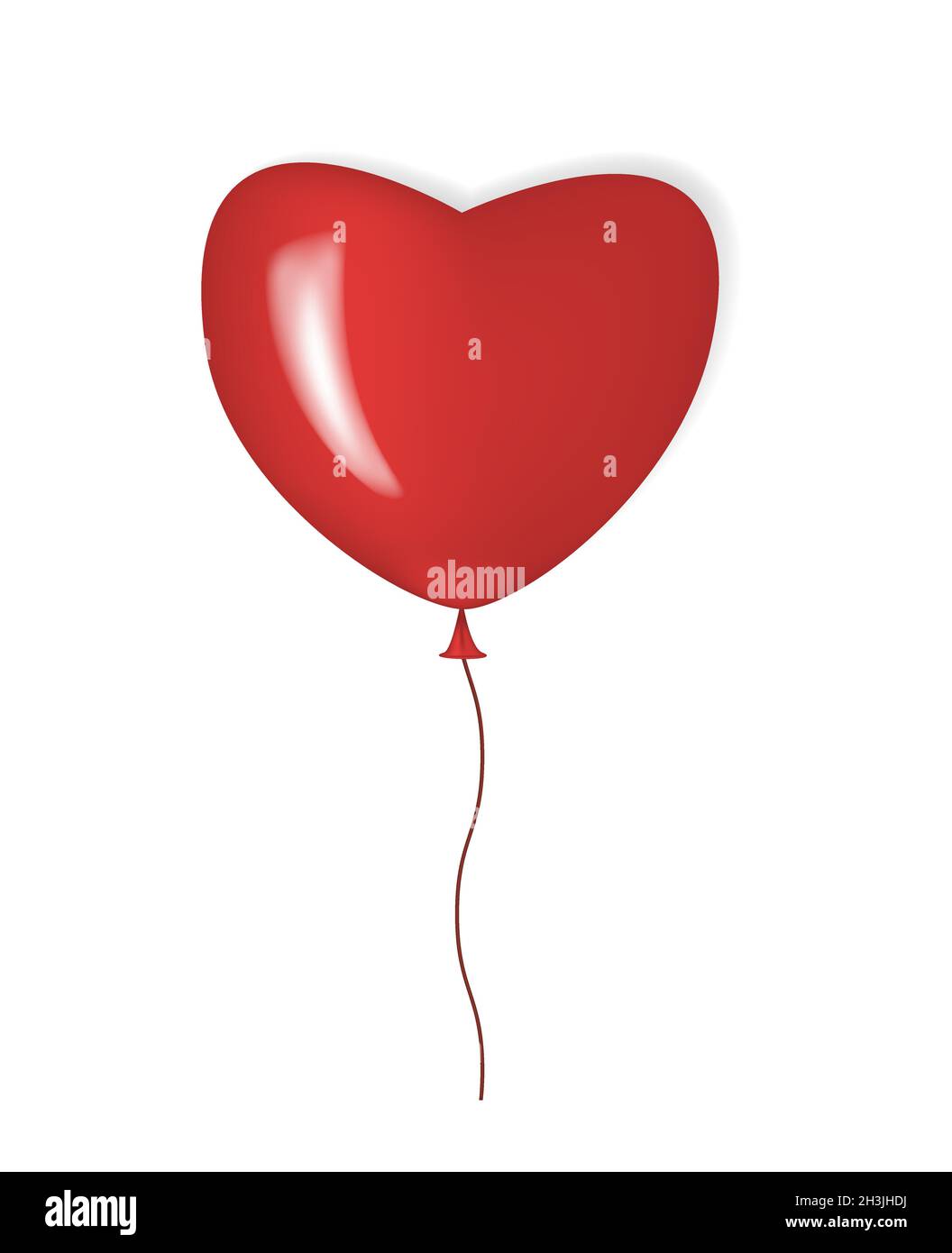 Heart shaped red balloon isolated on white background, realistic vector ...