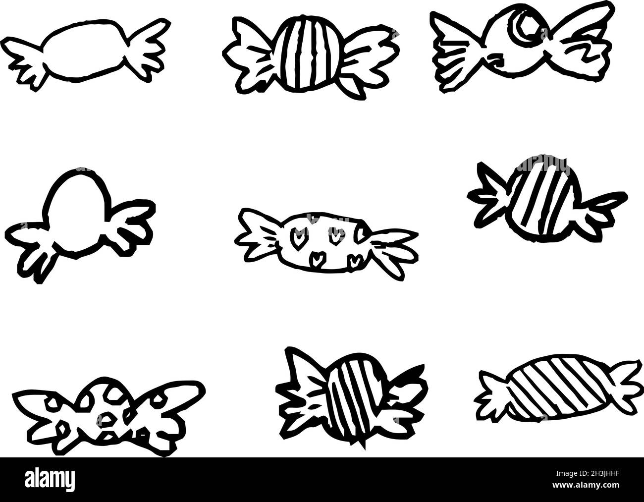 This is a illustration of Candy wrapper scribbles drawn by children