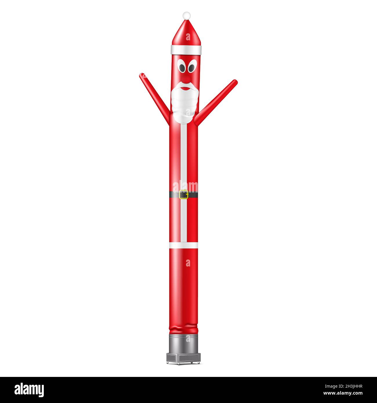 Red inflatable dancing Santa Claus tube man isolated on white