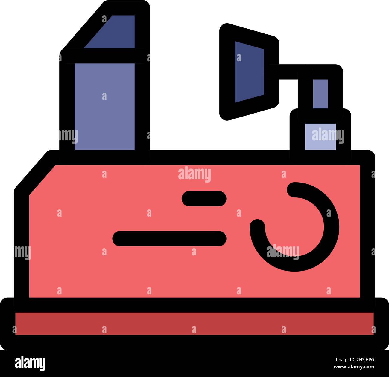 Engineer milling machine icon. Outline engineer milling machine vector icon color flat isolated Stock Vector