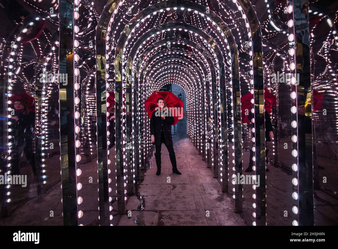 London, UK. 29th Oct, 2021. In the heart of the west end ahead of Christmas, this corridor of light illuminate the city.Paul Quezada-Neiman/Alamy Live News Credit: Paul Quezada-Neiman/Alamy Live News Stock Photo