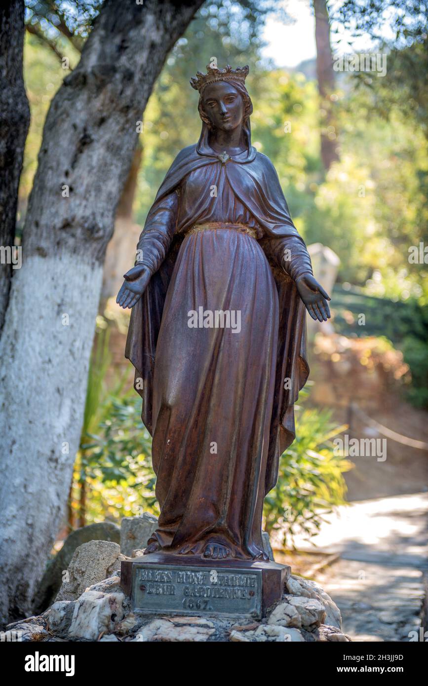 Statue of the Virgin Mary in Ephesus, in front of her house Stock Photo