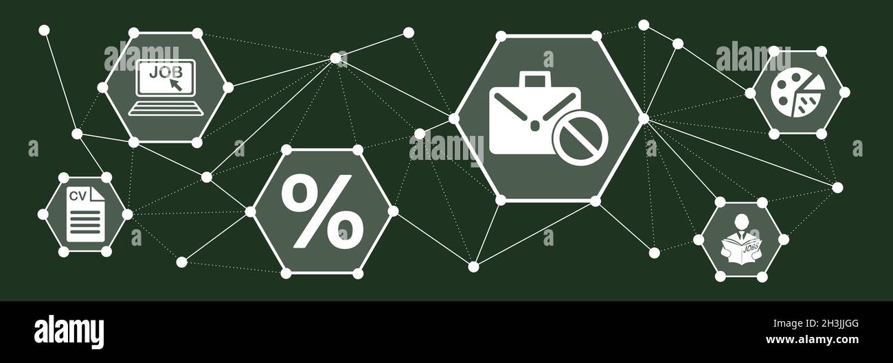 Concept of unemployment with connected icons Stock Photo - Alamy