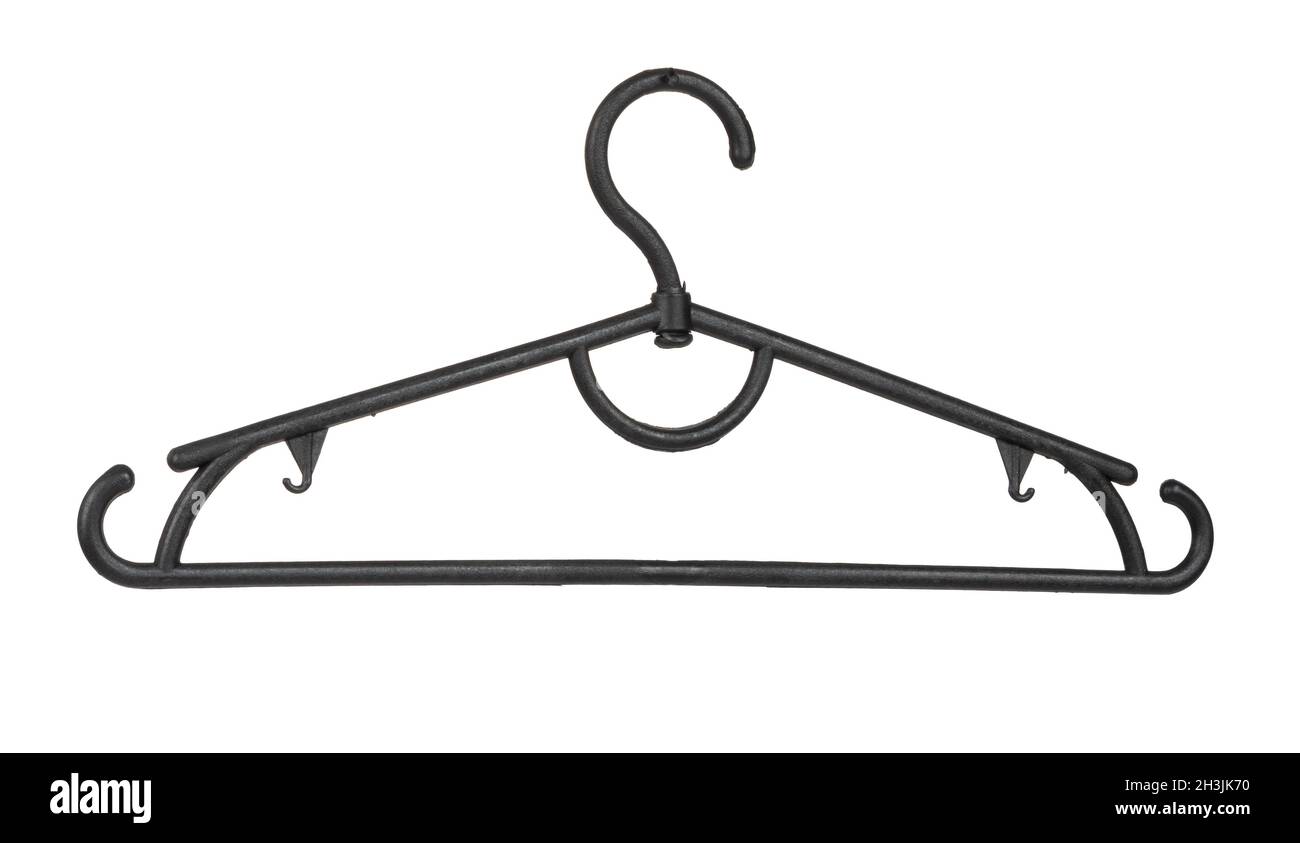 Clothes wooden hanger isolated on white background Stock Photo