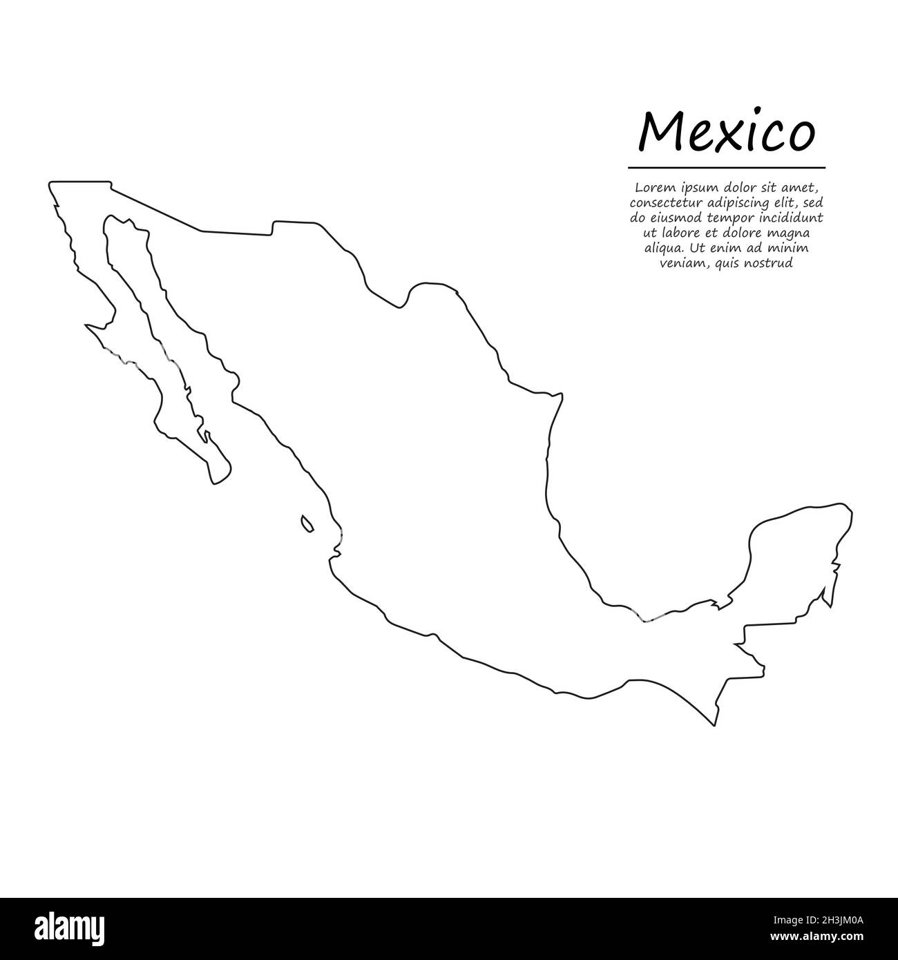 Simple Outline Map Of Mexico Vector Silhouette In Sketch Line Style Simple Outline Map Of Mexico Vector Silhouette In Sketch Line Style 2H3JM0A
