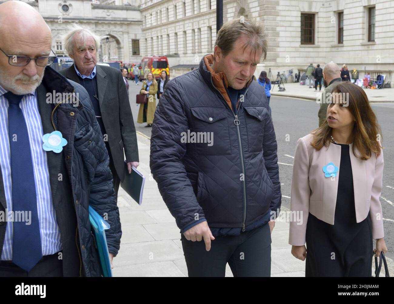 Richard Ratcliffe - husband of Nazanin Zaghari-Ratcliffe, detained in Iran - with Tulip Siddiq MP, on his way to meet with Foreign Secretary Liz Truss Stock Photo
